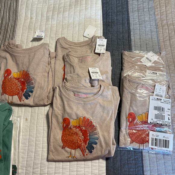 NWT J. Crew Girls' Beige Thanksgiving Turkey Long Sleeve Graphic Tee - Picture 8 of 8